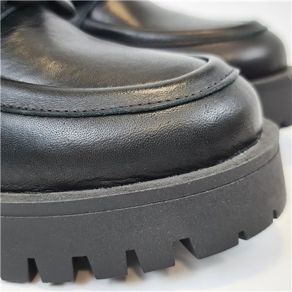 Womens Platform Loafers Patent Leather Chain Detail 24033 Black, by BDA