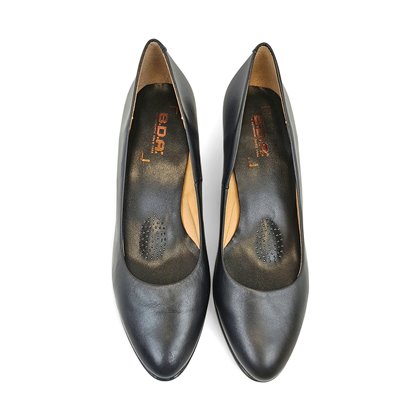 Zapatos De Salon Cómodos Tacón Bajo Mujer Piel Napa Plantilla De Gel Suela Antideslizante 10150 Negro, de Bda