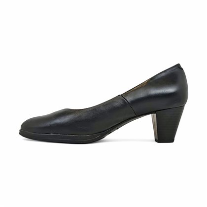 Zapatos De Salon Cómodos Tacón Bajo Mujer Piel Napa Plantilla De Gel Suela Antideslizante 10150 Negro, de Bda