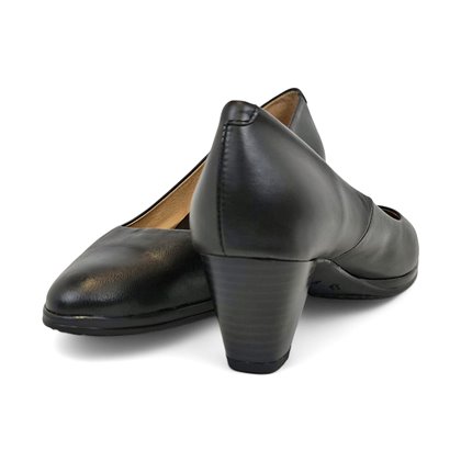 Womens Nappa Leather Low-Heel Pumps Gel Insole Non-Slip Sole 10150 Black, by BDA