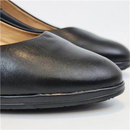Zapatos De Salon Cómodos Tacón Bajo Mujer Piel Napa Plantilla De Gel Suela Antideslizante 10150 Negro, de Bda