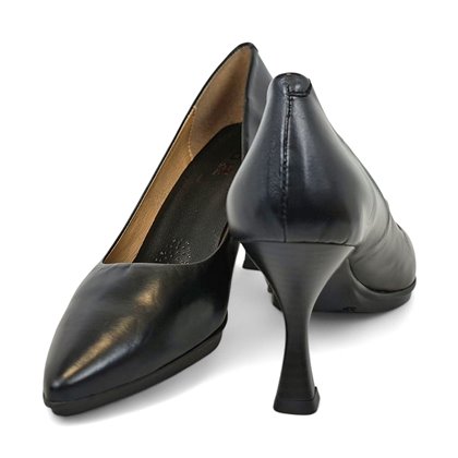 Zapatos De Salon Cómodos Tacón Medio Mujer Piel Napa Plantilla De Gel Suela Antideslizante 10154 Negro, de Bda