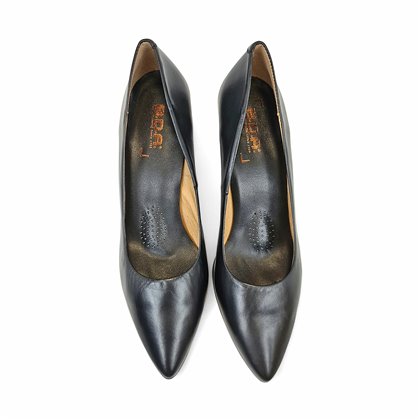 Zapatos De Salon Cómodos Tacón Medio Mujer Piel Napa Plantilla De Gel Suela Antideslizante 10154 Negro, de Bda