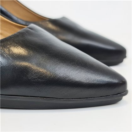 Womens Nappa Leather Mid-Heel Pumps Gel Insole Slip-Resistant Sole 10154 Black, by BDA