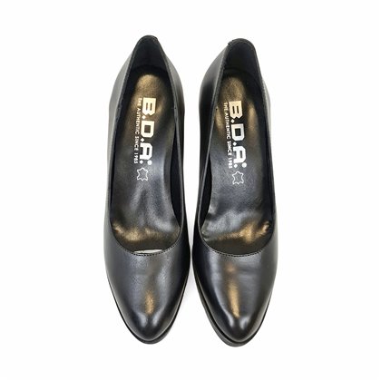 Zapatos De Salon Cómodos Tacón Medio Mujer Piel Napa Plantilla De Gel Suela Antideslizante 8045 Negro, de Bda