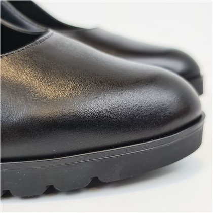 Zapatos De Salon Cómodos Tacón Medio Mujer Piel Napa Plantilla De Gel Suela Antideslizante 8045 Negro, de Bda