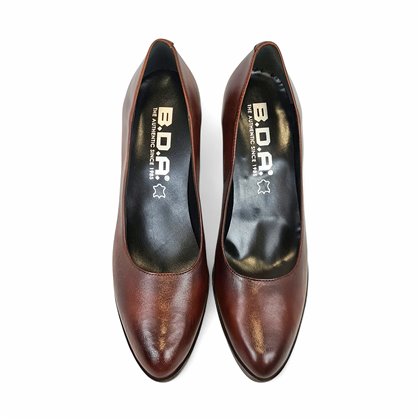 Zapatos De Salon Cómodos Tacón Medio Mujer Piel Napa Plantilla De Gel Suela Antideslizante 8045 Marrón, de Bda