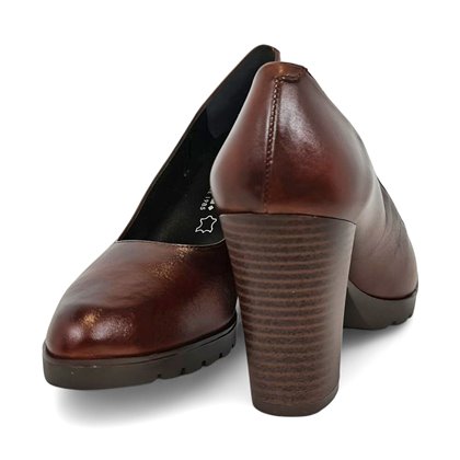 Zapatos De Salon Cómodos Tacón Medio Mujer Piel Napa Plantilla De Gel Suela Antideslizante 8045 Marrón, de Bda