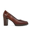 Womens Nappa Leather Mid-Heel Pumps Gel Insole Slip-Resistant Sole 8045 Brown, by BDA