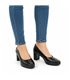 Womens Low-Heeled Nappa Leather Pumps Gel Insole Slip-Resistant Sole 8044 Black, by BDA