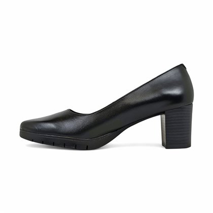 Zapatos De Salon Cómodos Tacón Bajo Mujer Piel Napa Plantilla De Gel Suela Antideslizante 8044 Negro, de Bda