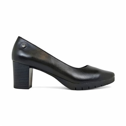 Zapatos De Salon Cómodos Tacón Bajo Mujer Piel Napa Plantilla De Gel Suela Antideslizante 8044 Negro, de Bda
