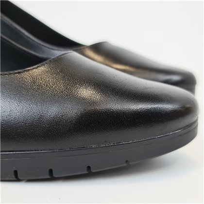 Womens Low-Heeled Nappa Leather Pumps Gel Insole Slip-Resistant Sole 8044 Black, by BDA