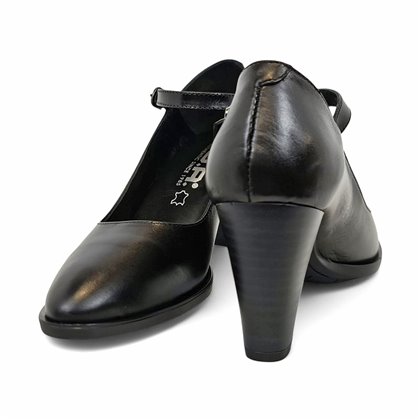 Zapatos De Salon Cómodos Merceditas Tacón Medio Mujer Piel Napa Plantilla De Gel Suela Antideslizante 8046 Negro, de Bda