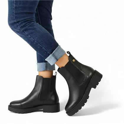Botines Chelsea Mujer Piel Napa Elástico Y Cremallera 5122 Negro, de Bda