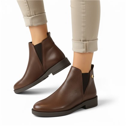 Botines Chelsea Mujer Piel Napa Elástico Y Cremallera 5122 Marrón, de Bda