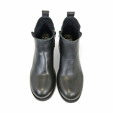 Botines Chelsea Mujer Piel Napa Adorno Cadena Y Cremallera 6292 Negro, de Bda