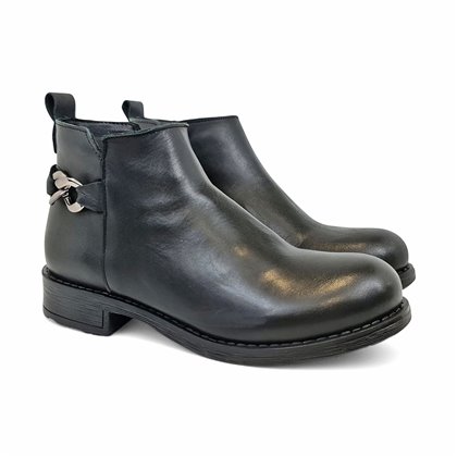 Botines Chelsea Mujer Piel Napa Adorno Cadena Y Cremallera 6292 Negro, de Bda