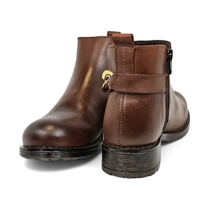 Botines Chelsea Mujer Piel Napa Adorno Cadena Y Cremallera 6292 Marrón, de Bda