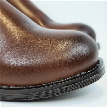 Botines Chelsea Mujer Piel Napa Adorno Cadena Y Cremallera 6292 Marrón, de Bda