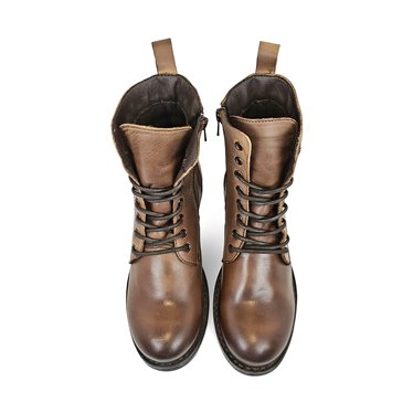 Botines Militares Mujer Piel Napa Cierre Cordones Y Cremallera 6290 Marrón, de Bda