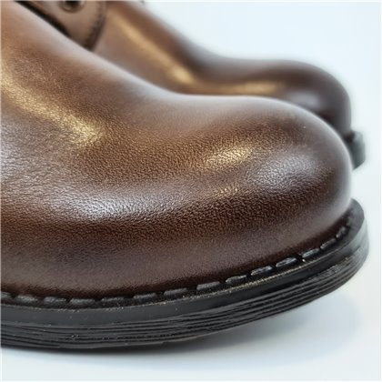 Botines Militares Mujer Piel Napa Cierre Cordones Y Cremallera 6290 Marrón, de Bda