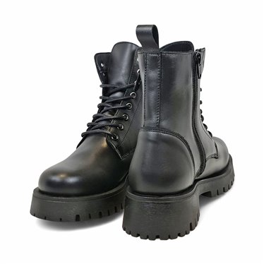 Botines Militares Mujer Piel Napa Cierre Cordonos Y Cremallera 416 Negro, de Bda