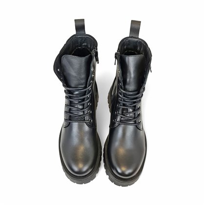 Botines Militares Mujer Piel Napa Cierre Cordonos Y Cremallera 416 Negro, de Bda