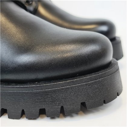 Botines Militares Mujer Piel Napa Cierre Cordonos Y Cremallera 416 Negro, de Bda