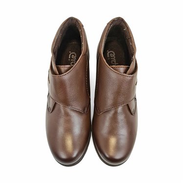 Botines Cómodos Mujer Piel Cuña Velcro Plantilla Extraíble 70244 Marrón, de Tupié