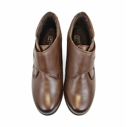 Botines Cómodos Mujer Piel Cuña Velcro Plantilla Extraíble 70244 Marrón, de Tupié