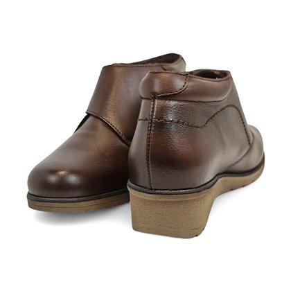 Botines Cómodos Mujer Piel Cuña Velcro Plantilla Extraíble 70244 Marrón, de Tupié