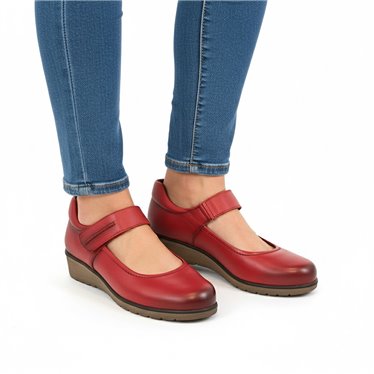 Merceditas Mujer Piel Blanda Velcro Plantilla Extraíble 70806 Rojo, de Tupié