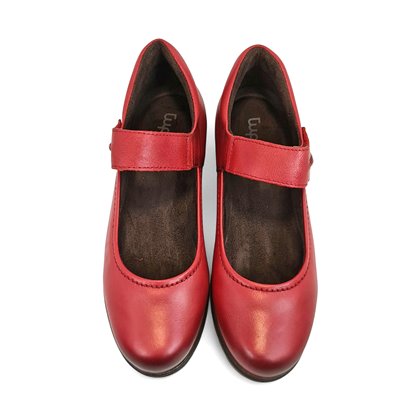 Womens Soft Leather Mary Jane Shoes Velcro Removable Insole 70806 Red, by TuPié