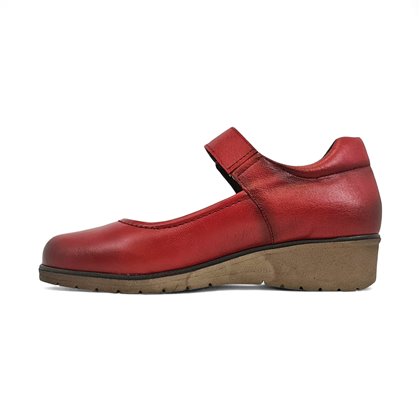 Merceditas Mujer Piel Blanda Velcro Plantilla Extraíble 70806 Rojo, de Tupié