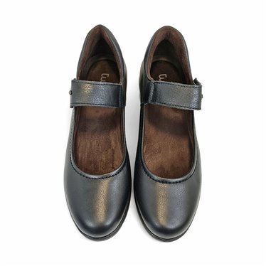 Womens Soft Leather Mary Jane Shoes Velcro Removable Insole 70806 Black, by TuPié