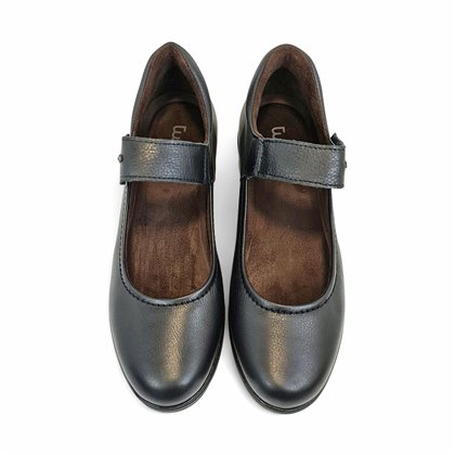 Womens Soft Leather Mary Jane Shoes Velcro Removable Insole 70806 Black, by TuPié