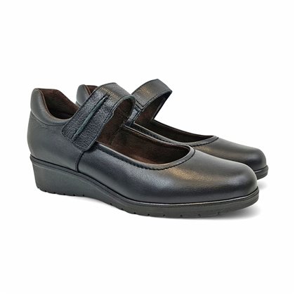 Womens Soft Leather Mary Jane Shoes Velcro Removable Insole 70806 Black, by TuPié