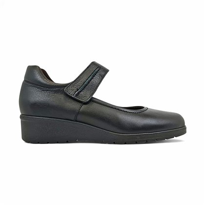 Womens Soft Leather Mary Jane Shoes Velcro Removable Insole 70806 Black, by TuPié