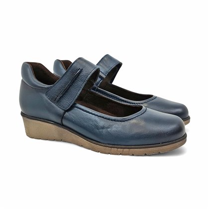 Womens Soft Leather Mary Jane Shoes Velcro Removable Insole 70806 Blue, by TuPié