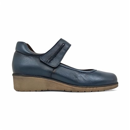 Womens Soft Leather Mary Jane Shoes Velcro Removable Insole 70806 Blue, by TuPié
