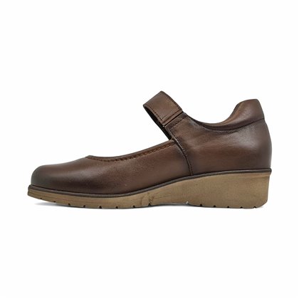 Merceditas Mujer Piel Blanda Velcro Plantilla Extraíble 70806 Marrón, de Tupié