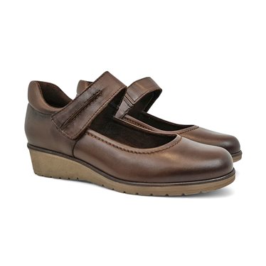 Womens Soft Leather Mary Jane Shoes Velcro Removable Insole 70806 Brown, by TuPié