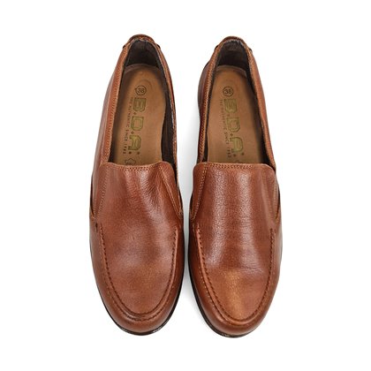 Womens Soft Leather Wedge Loafers Elastic Vamp 250 Leather, by Bda