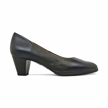 Womens Nappa Leather Low-Heel Pumps Gel Insole Non-Slip Sole 10150 Black, by BDA