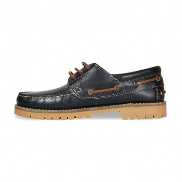 MEN LEATHER BOAT SHOES SEV200CA BLACK, BY CASUAL SOLE