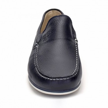 Man Leather Boat Loafers 416 Navy, By Comodo Sport