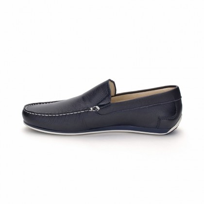 Man Leather Boat Loafers 416 Navy, By Comodo Sport