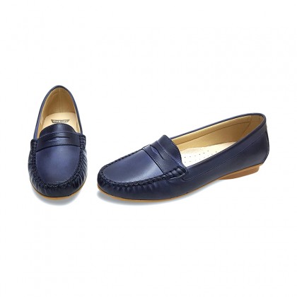 Women Soft Leather Loafers 903CA Navy, by Casual