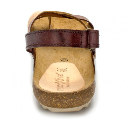 Woman Leather Bio Sandals Velcro Cork Sole 830MX Leather, by Morxiva Shoes